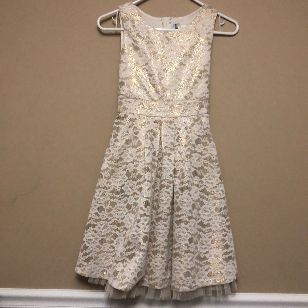 Macy’s lace holiday dress w slip & tulle